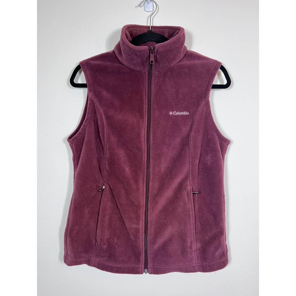 Columbia Women's M Purple Fleece Vest Full Zip Zip Pockets Outdoor Hiking